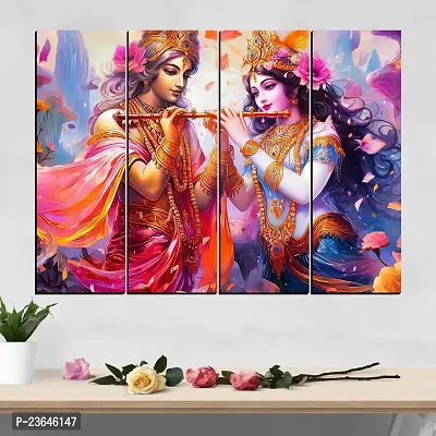 Classic Radha Krishna Painting With Modern Finish And Bright Colours, 24X18 Inches