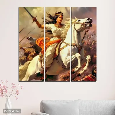 Classic Rani Laxmi Bai On Horse Colourful Modern Art, Digital Reprint, 18X18 Inches, Hr07