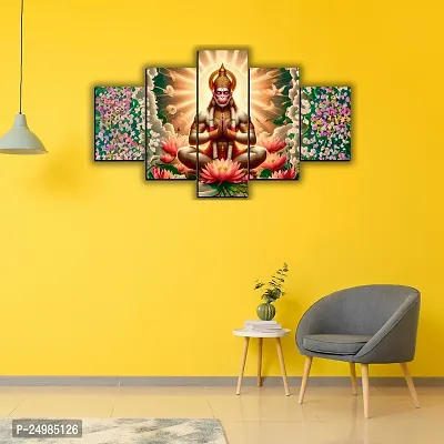 Hanuman Ji Painting For Home Decoration, MDF Wall Painting For Living Room Digital Reprint 18 inch x 30 inch Painting (Without Frame, Pack of 5)-thumb3