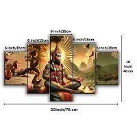 Hanuman Ji Scenery Painting for Wall Decoration in Living Room Digital Reprint 18 inch x 30 inch Painting (Without Frame, Pack of 5)-thumb1