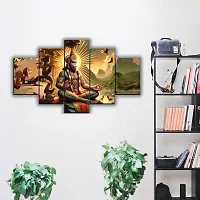 Hanuman Ji Scenery Painting for Wall Decoration in Living Room Digital Reprint 18 inch x 30 inch Painting (Without Frame, Pack of 5)-thumb3