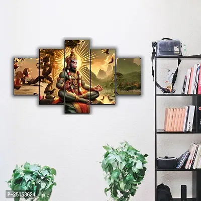 Hanuman Ji Scenery Painting for Wall Decoration in Living Room Digital Reprint 18 inch x 30 inch Painting (Without Frame, Pack of 5)-thumb4