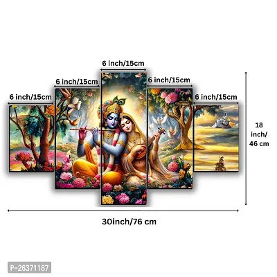 Radha Krishna Religious Mdf Wall Painting Digital Reprint 18 inch x 30 inch Painting (Without Frame, Pack of 5)-thumb2