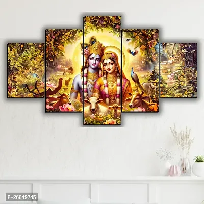 Radha Krishna Wall Painting For Living Room Digital Reprint 18 inch x 30 inch Painting (Without Frame, Pack of 5)