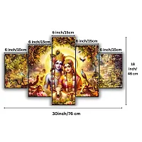 Radha Krishna Wall Painting For Living Room Digital Reprint 18 inch x 30 inch Painting (Without Frame, Pack of 5)-thumb1