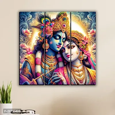 Radha Krishna Photo Wall Painting Digital Reprint 18 inch x 18 inch Painting (Without Frame, Pack of 3)