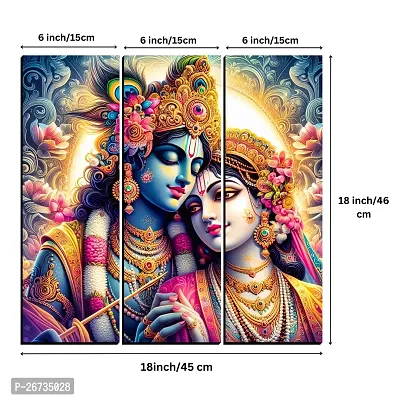 Radha Krishna Photo Wall Painting Digital Reprint 18 inch x 18 inch Painting (Without Frame, Pack of 3)-thumb2