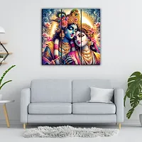 Radha Krishna Photo Wall Painting Digital Reprint 18 inch x 18 inch Painting (Without Frame, Pack of 3)-thumb2