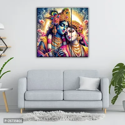 Radha Krishna Photo Wall Painting Digital Reprint 18 inch x 18 inch Painting (Without Frame, Pack of 3)-thumb3