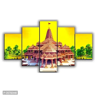 JB Creations Ram Mandir Photo Painting/ Poster For Walls Digital Reprint 18 inch x 30 inch Painting (Without Frame, Pack of 5)