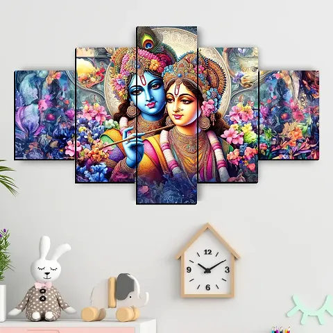 JBCreations Radha Krishna Painting, wall scenery for decor Digital Reprint 18 inch x 30 inch Painting (Without Frame, Pack of 5)