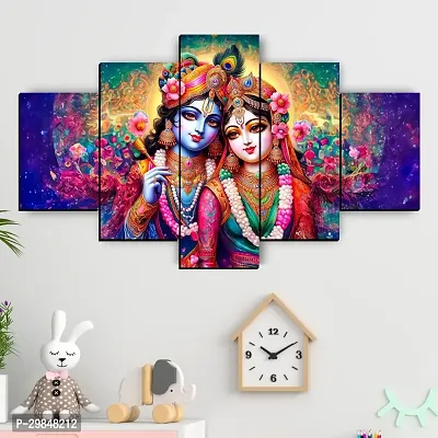 Radha Krishna Painting for Home Decoration (Without Frame, Pack of 5)