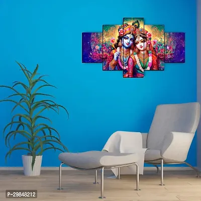 Radha Krishna Painting for Home Decoration (Without Frame, Pack of 5)-thumb2