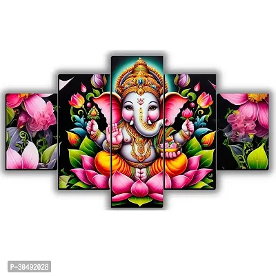 Ganesha Painting for Home Decoration 18 inch x 30 inch Painting (Without Frame, Pack of 5)-thumb0