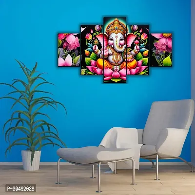 Ganesha Painting for Home Decoration 18 inch x 30 inch Painting (Without Frame, Pack of 5)-thumb2