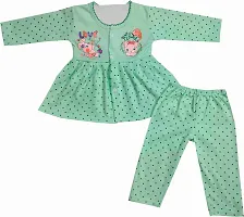 ZooZee Cotton Dress set for Baby Girl with Full sleeves Frock Top Jhabla and Full Length Pajamas Pack of 3-thumb1