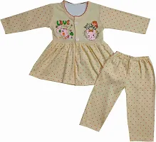 ZooZee Cotton Dress set for Baby Girl with Full sleeves Frock Top Jhabla and Full Length Pajamas Pack of 3-thumb2