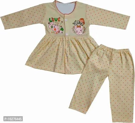 ZooZee Cotton Dress set for Baby Girl with Full sleeves Frock Top Jhabla and Full Length Pajamas Pack of 3-thumb3