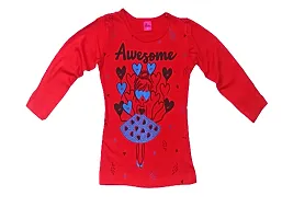 Girls Printed Cotton Blend Full sleeve T Shirt (Multicolor, Pack of 5)-thumb4