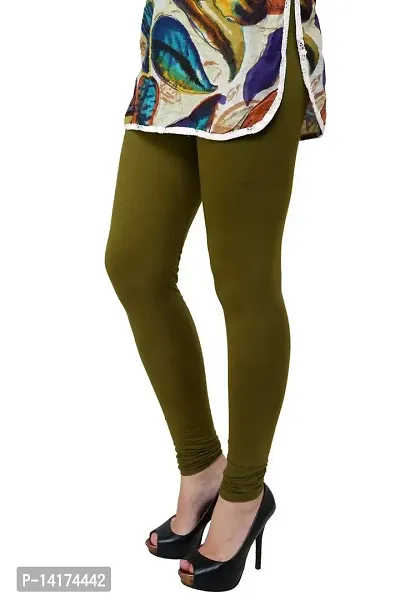 Mehndi colour Soft Stretchable Cotton Ankle Length Leggings for Women