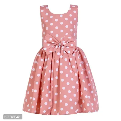 Heavens Creation Casual Frock for Baby Girls,Peach Polka and White Polka, Size 2-3 Years,Pack of 2-thumb2