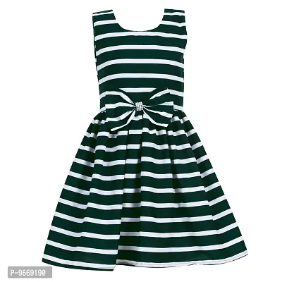 Heavens Creation Casual Frock for Baby Girls,Nevy Striped and Teek Green Striped, Size 8-9 Years,Pack of 2-thumb3