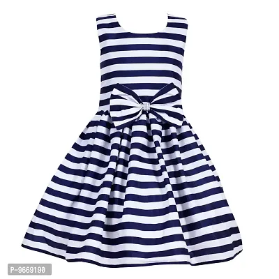 Heavens Creation Casual Frock for Baby Girls,Nevy Striped and Teek Green Striped, Size 8-9 Years,Pack of 2-thumb2