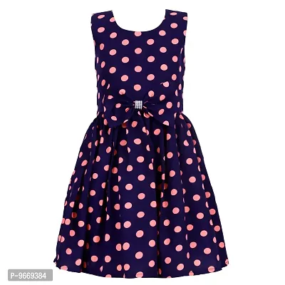 Heavens Creation Casual Frock for Baby Girls,Nevy Pink and Red Polka, Size 10-11 Years,Pack of 2-thumb2