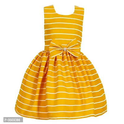 Heavens Creation Casual Frock for Baby Girls,Yellow Striped and Blue Printed, Size 2-3 Years,Pack of 2-thumb2