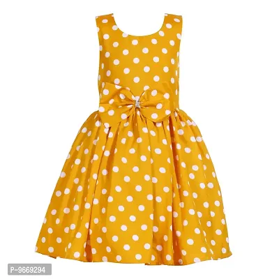 Heavens Creation Casual Frock for Baby Girls,Rani Polka and Yellow Polka, Size 8-9 Years,Pack of 2-thumb3