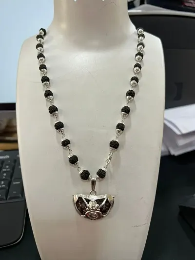 Shimmering Silver Alloy Rudraksha Necklace For Women