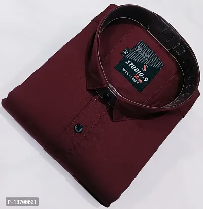 Reliable Maroon Cotton  Long Sleeves Casual Shirts For Men-thumb0