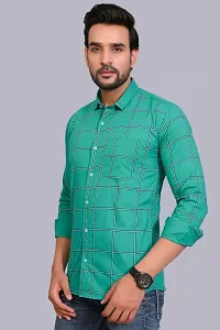 Reliable Green Cotton Checked Long Sleeves Casual Shirts For Men-thumb1