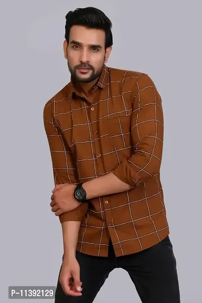 Reliable Brown Cotton Checked Long Sleeves Casual Shirts For Men