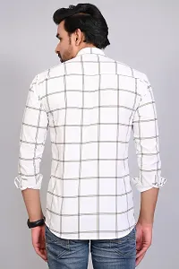 White Cotton Checked Casual Shirts For Men-thumb1