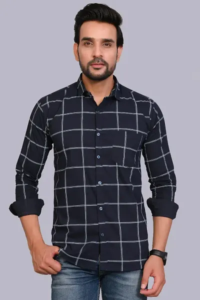 Tarun Collection Mens Slim Fit Full Sleeve Color Check Print Casual Shirt.