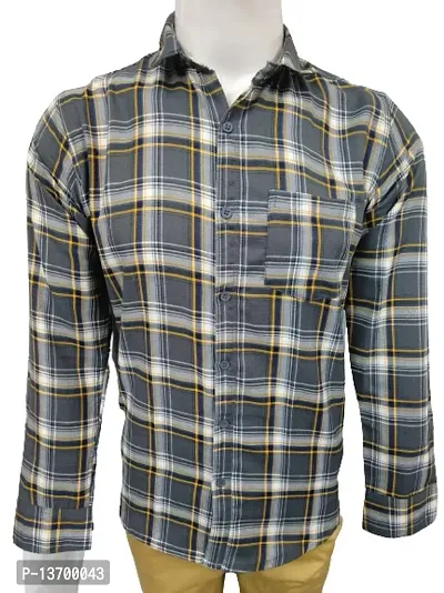 Reliable Grey Cotton Blend  Long Sleeves Casual Shirts For Men