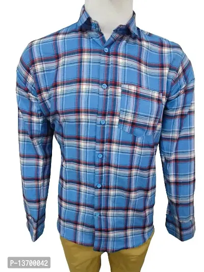 Reliable Blue Cotton Blend  Long Sleeves Casual Shirts For Men