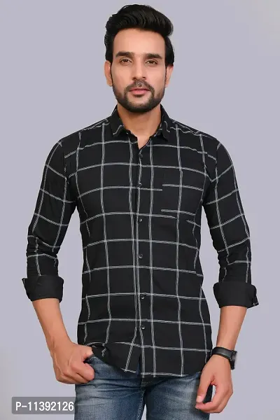 Reliable Black Cotton Checked Long Sleeves Casual Shirts For Men