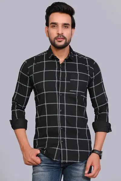 Tarun Collection Mens Slim Fit Full Sleeve Color Check Print Casual Shirt.