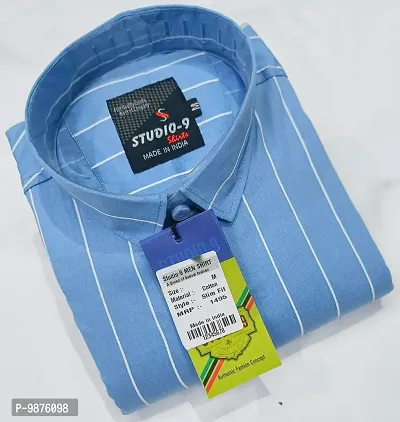 Men Cotton Blend Slim Fit Striped Shirt-thumb0