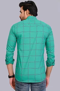 Green Cotton Checked Casual Shirts For Men-thumb3