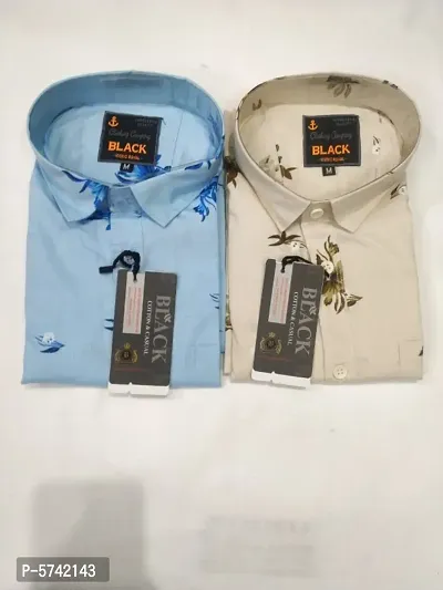 Stylish Cotton Printed Casual Shirts For Men- Pack Of 2