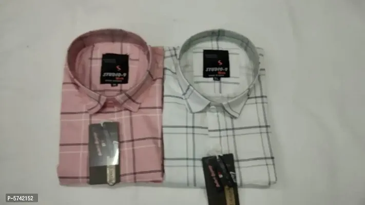 Stunning Cotton Checked Casual Shirts For Men- Pack Of 2