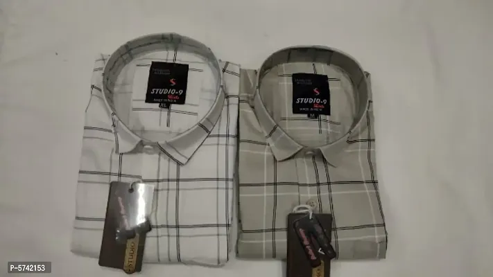 Stunning Cotton Checked Casual Shirts For Men- Pack Of 2-thumb0
