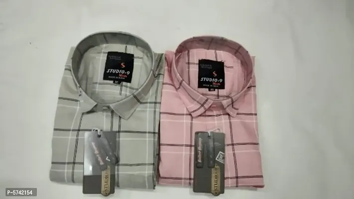 Stunning Cotton Checked Casual Shirts For Men- Pack Of 2