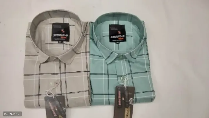 Stunning Cotton Checked Casual Shirts For Men- Pack Of 2-thumb0