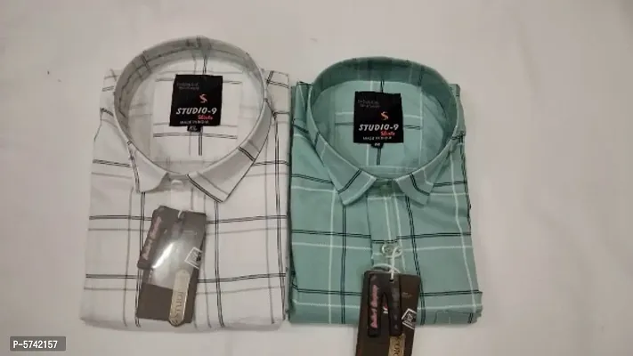 Stunning Cotton Checked Casual Shirts For Men- Pack Of 2