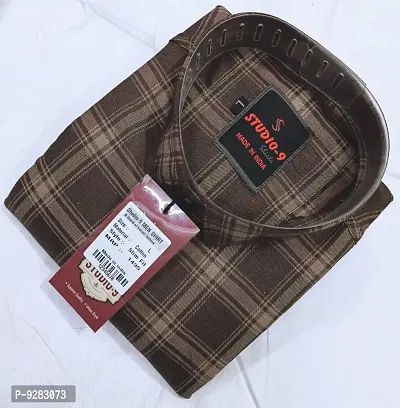 Stylish Cotton Blend Checked Long Sleeves Casual Shirt