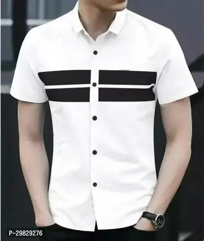 Reliable White Polycotton Solid Short Sleeves Casual Shirts For Men-thumb0